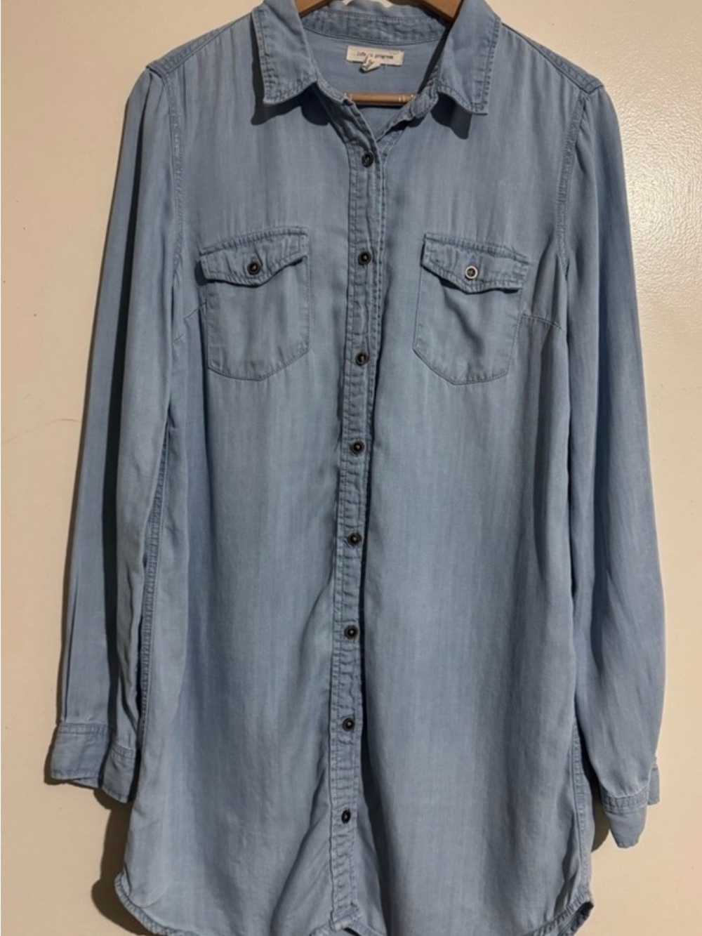Life in progress Light Chambray Denim Button Down Shirt Dress Small - Picture 2 of 7